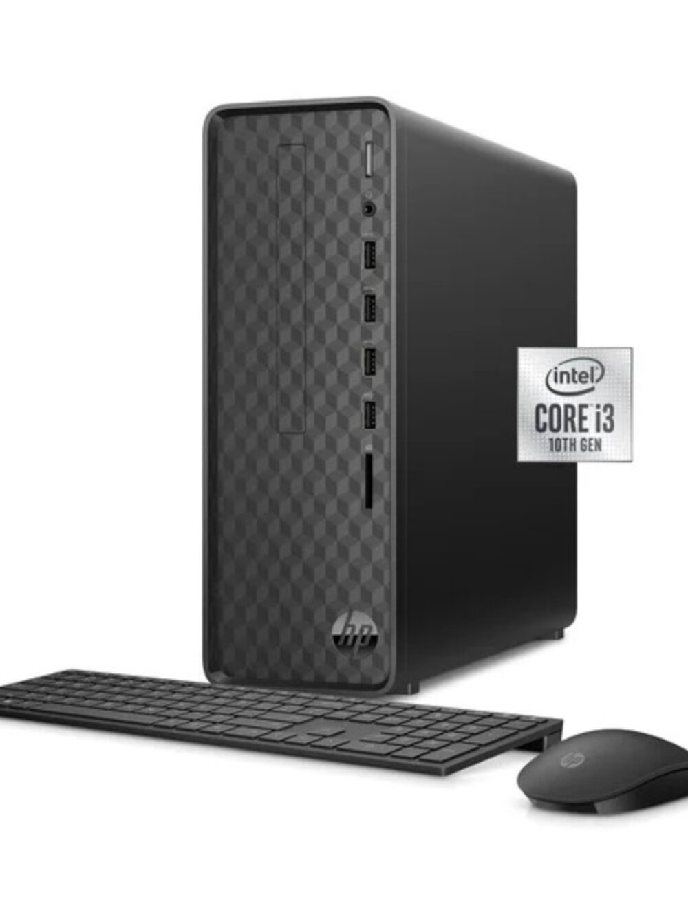 HP Slim Desktop, Intel Core i3-10105, 8GB RAM, 256GB SSD, Dark Black, Windows 11